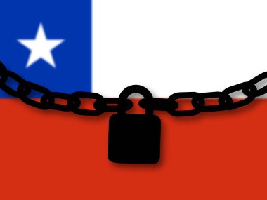 Şili güvenliği. Ulusal üzerinde bir zincir ve asma kilit silueti 