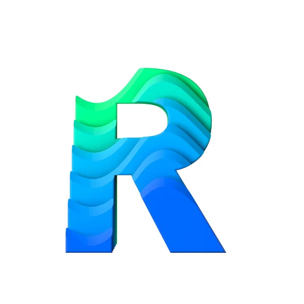 Letter R. gelaagde Wave effect tekentype. 3D-rendering — Stockfoto