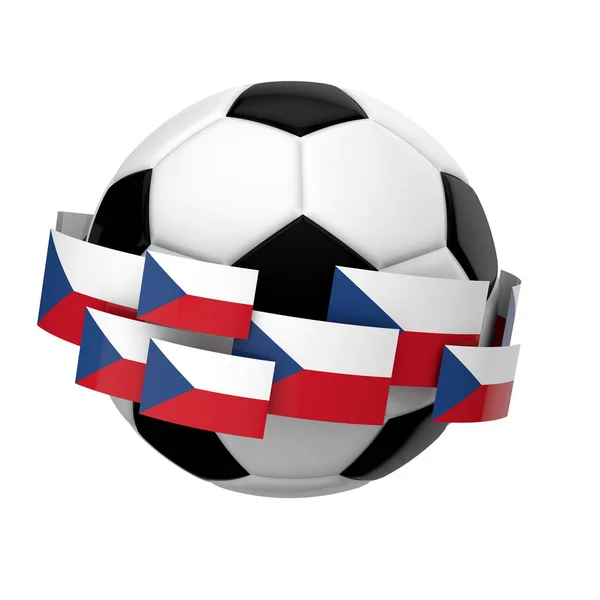 Fußball mit tschechischer Republikfahne gegen ein schlichtes weißes B — Stockfoto