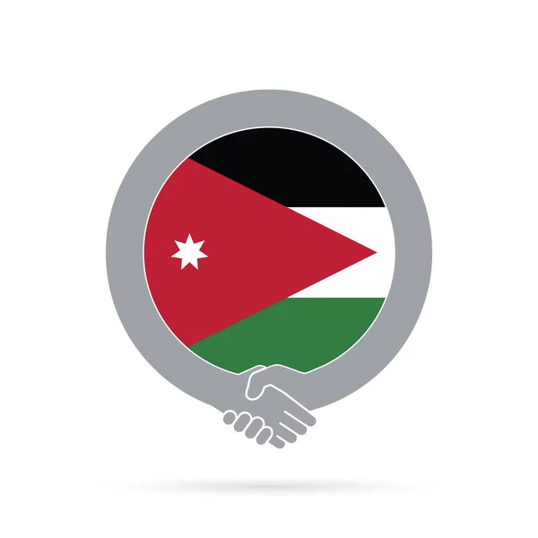 Σύμβολο χειραψίας με σημαία Ιορδανίας. συμφωνία, υποδοχή, συνεργασία — Φωτογραφία Αρχείου