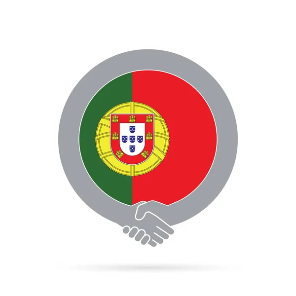 Πορτογαλία σημαία εικονίδιο χειραψίας. συμφωνία, υποδοχή, συνεργασία — Φωτογραφία Αρχείου