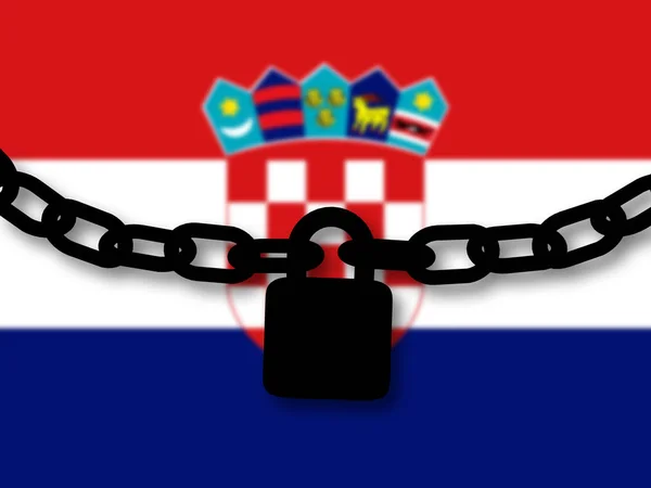 Хорватія безпека. Силует ланцюга і замок над національноі — стокове фото