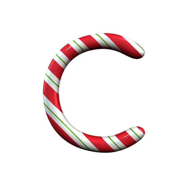 Röd och vit rand Candy Cane letter C — Stockfoto