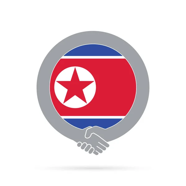 Σύμβολο χειραψίας σημαίας Βόρειας Κορέας. συμφωνία, υποδοχή, συνεργασία — Φωτογραφία Αρχείου