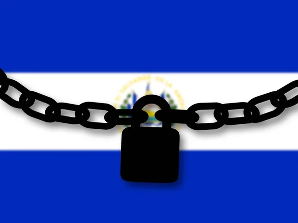 Sécurité au Salvador. Silhouette d'une chaîne et cadenas sur nat — Photo