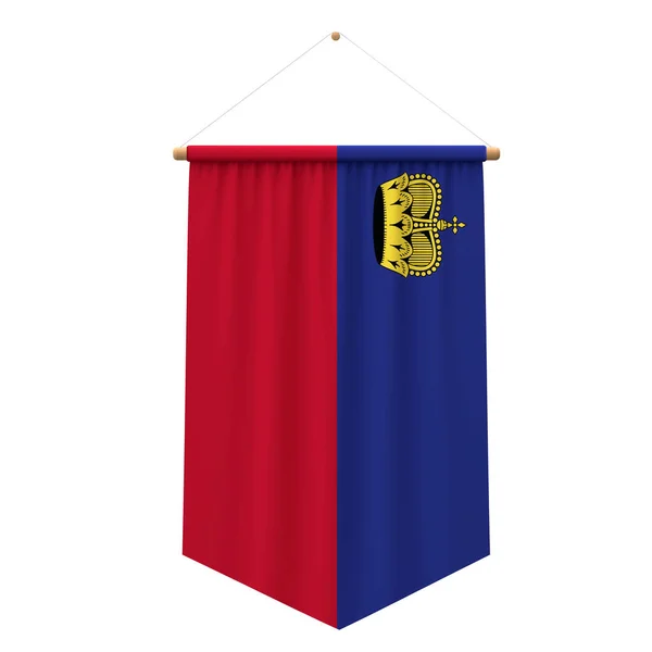 Bandera Lietchtenstein bandera paño colgante. Renderizado 3D —  Fotos de Stock