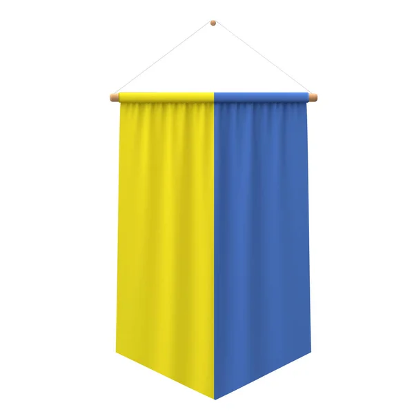 Ukraine drapeau tissu pendaison bannière. Rendu 3D — Photo