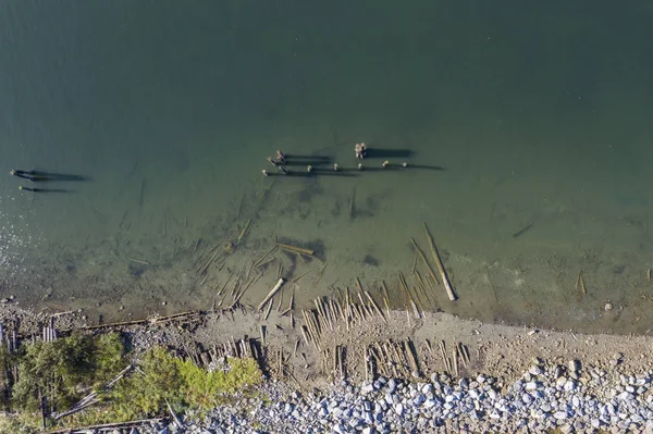 Luftaufnahme von Schiffswracks in der Nähe von Royston auf der Insel Vancouver, Kanada — Stockfoto