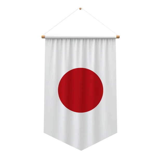 Bandera colgante de tela de bandera de Japón. Renderizado 3D — Foto de Stock