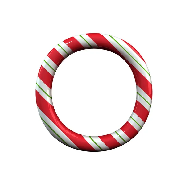 Red and white stripe candy cane letter O — Stock Photo, Image