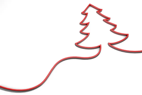 Noel ağacı kırmızı kurdele arka plan. 3d render — Stok fotoğraf