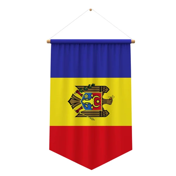 Moldova flag cloth hanging banner. 3D Rendering — Stock Photo, Image
