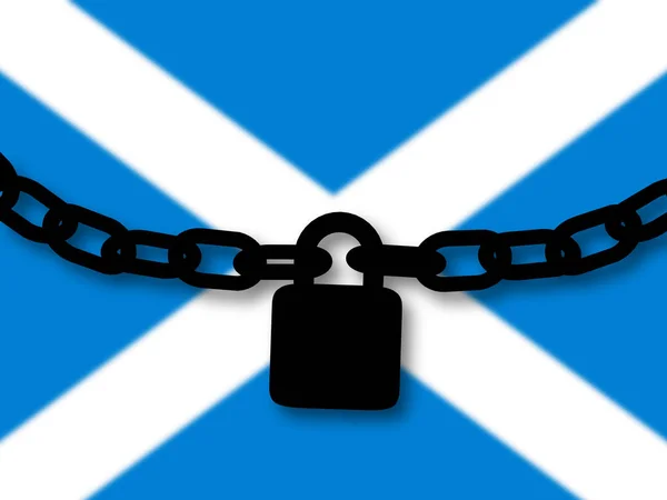 Безопасность Шотландии. Силуэт цепи и висячий замок над нацией — стоковое фото