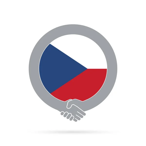 捷克共和国国旗握手图标。协议， 欢迎， 合作 — 图库照片