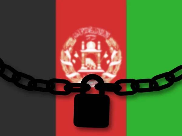Afganisztán biztonsága. Sziluettje a lánc és a lakat felett NAT — Stock Fotó