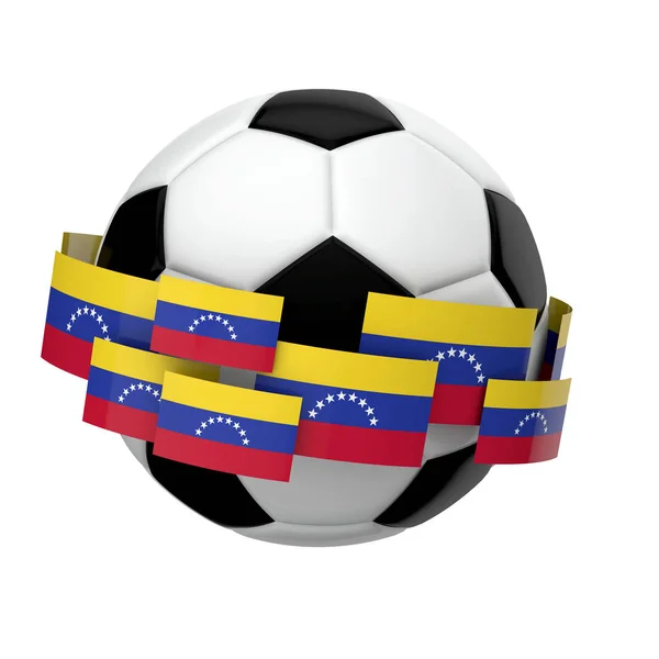 Fußball mit venezuela Flagge gegen ein schlichtes weißes Backgr — Stockfoto