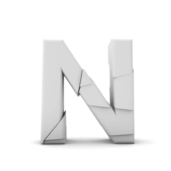 Letter N, gebroken gekraakt lettertype. 3D-rendering — Stockfoto