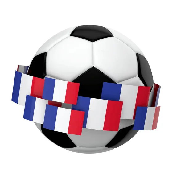 Fotbalový fotbal s Francií praporkem proti obyčejné bílé backgrounu — Stock fotografie