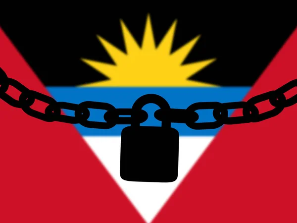 Seguridad de Antigua y Barbuda. Silueta de una cadena y candado —  Fotos de Stock
