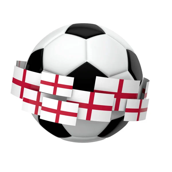 プレーンな白いバックグルーに対するイングランドの旗を持つサッカー — ストック写真