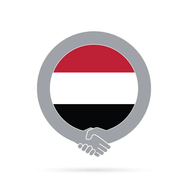 Ikona Handshake flaga Jemen. porozumienie, powitanie, współpraca — Zdjęcie stockowe