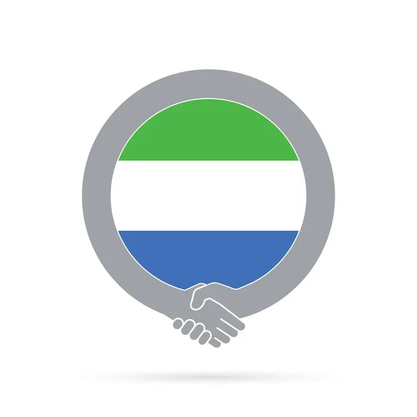 塞拉利昂国旗握手图标。协议， 欢迎， 合作 — 图库照片