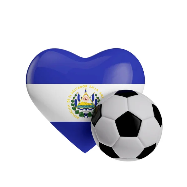 萨尔瓦多用足球旗心形。热爱足球. — 图库照片
