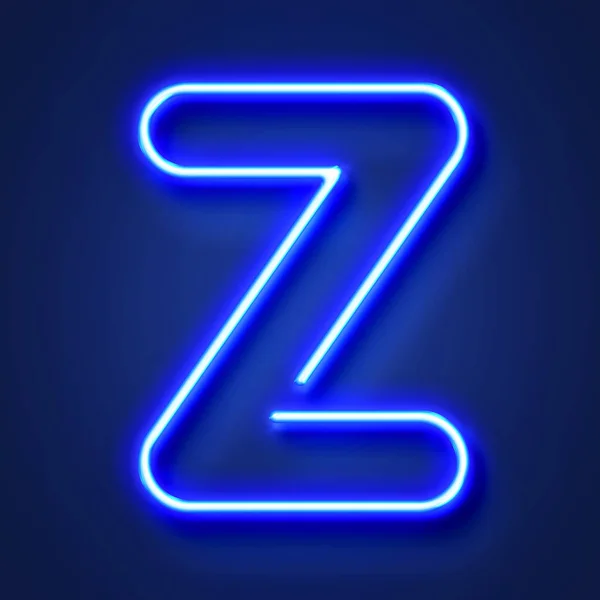 Буква Z реалистично перламутровая голубая неоновая буква на фоне синего задника — стоковое фото
