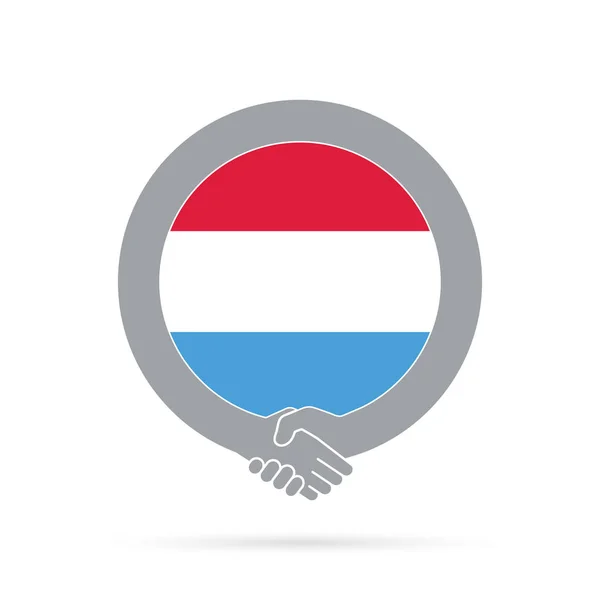 Σύμβολο χειραψίας σημαίας Λουξεμβούργου. συμφωνία, υποδοχή, συνεργασία — Φωτογραφία Αρχείου