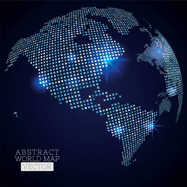 Carte du monde à points PrintPixel avec des emplacements lumineux. Technologie globale — Photo