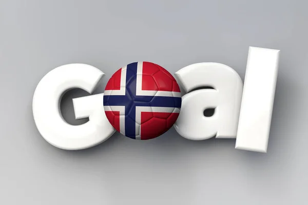 Fútbol gol con una pelota de fútbol bandera de Noruega. Renderizado 3D —  Fotos de Stock