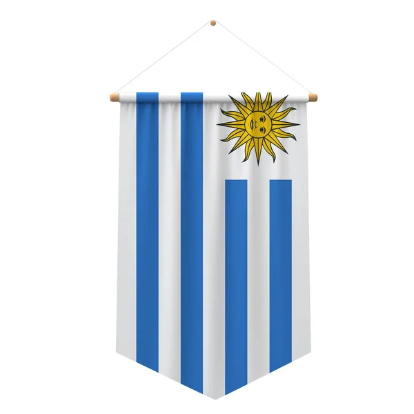 Uruguayská vlajka na tkaninu. prostorové vykreslování — Stock fotografie