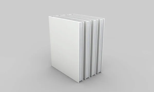 Una maqueta de tapa de libro duro. Libro blanco sobre fondo gris. 3D —  Fotos de Stock