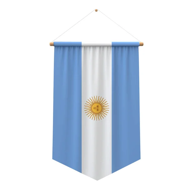 Argentína zászlóval lógó banner. 3D renderelés — Stock Fotó