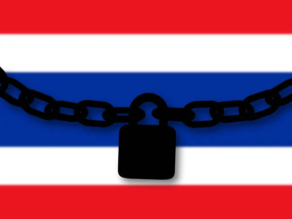 Tayland güvenliği. Ulus üzerinde bir zincir ve asma kilit silueti — Stok fotoğraf
