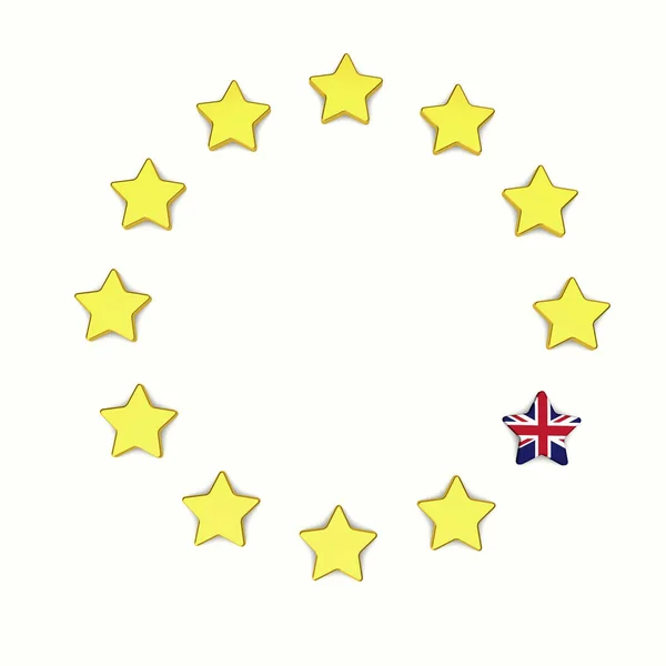Brexit koncept. Žluté hvězdy Evropské unie s Velkou Británií u — Stock fotografie