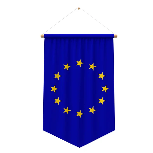 欧州連合の旗の布ぶら下がりバナー。3D レンダリング — ストック写真