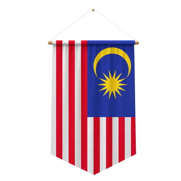 Bannière suspendue en tissu drapeau de Malaisie. Rendu 3D — Photo