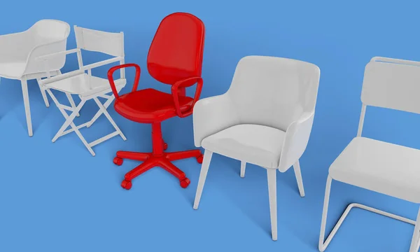 A székek sora egy kakukktojás. Álláslehetőség. Üzleti le — Stock Fotó