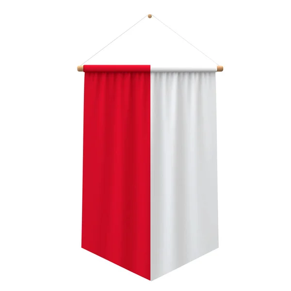 Bannière suspendue en tissu drapeau de Pologne. Rendu 3D — Photo