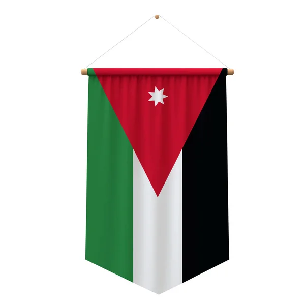 Jordan vlag doek opknoping banner. 3D-rendering — Stockfoto