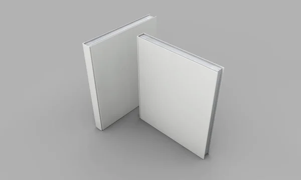 Hardback book cover mockup. White book on a grey background. 3D — Stock Photo, Image