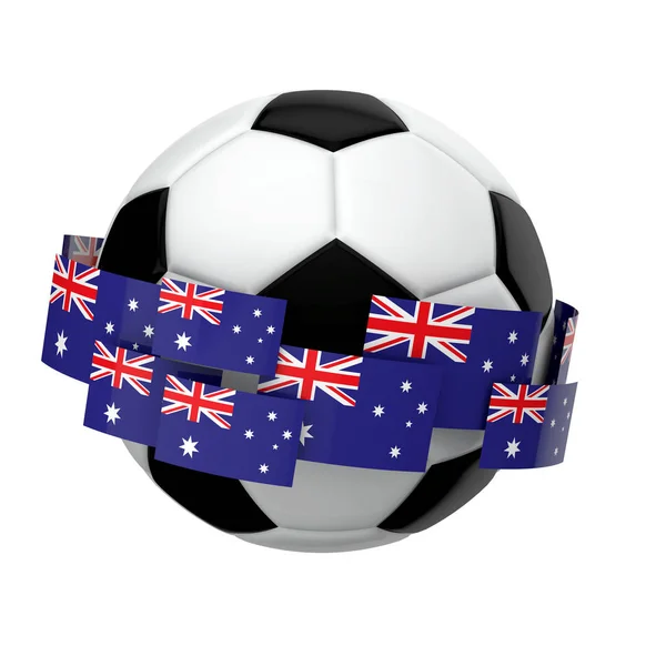 Football football avec drapeau australien contre un backgr blanc uni — Photo