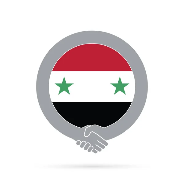 Syrien flagga handskakning ikon. avtal, Välkommen, samarbete conce — Stockfoto