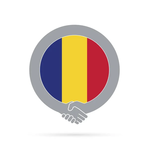 Roemenië vlag Handshake icoon. instemming, welkom, samenwerking — Stockfoto