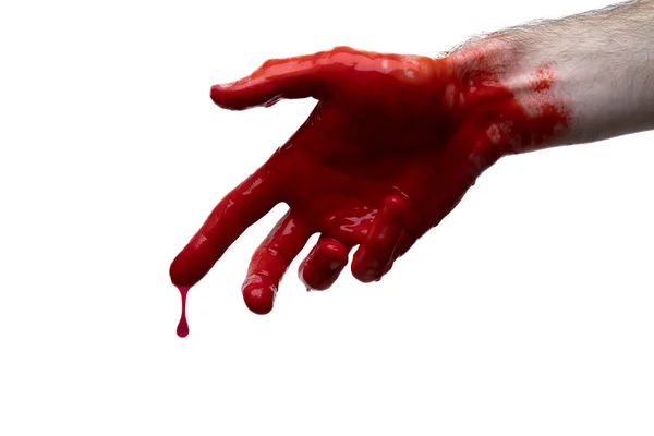 Bloody hand against a light background. halloween horror concept — Stock Photo, Image