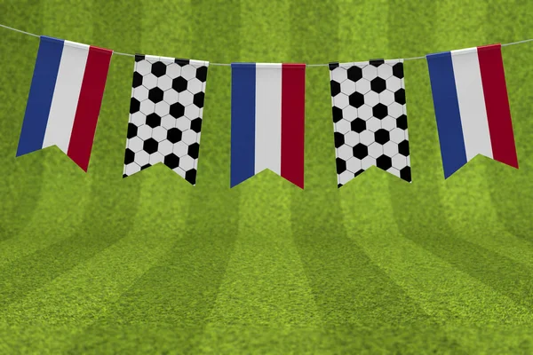 オランダの旗とサッカーボールテクスチャサッカーフラッグバンティング. — ストック写真