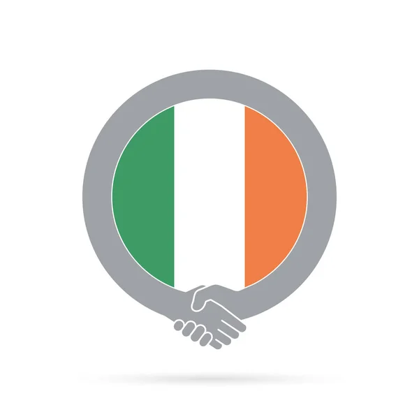 Irlanda bandiera icona stretta di mano. accordo, benvenuto, cooperazione — Foto Stock