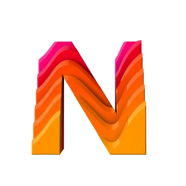 Letter N. Layered wave effect character type. 3D Rendering — Stock Photo, Image