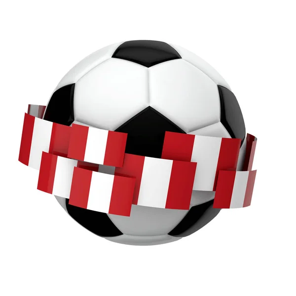 Fotbalový fotbal s peruánskou vlajkou proti obyčejné bílé pozadí. — Stock fotografie
